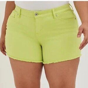 Torrid 4/3.5" SHORT LEMON TONI Shorts Bright Yellow Jean Frayed Sz 24 NWT